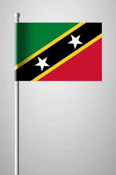 Saint Kitts ve Nevis bayrağı. Ulusal bayrak bayrak direği — Stok Vektör