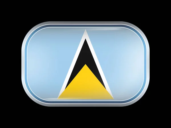 Saint Lucia bayrağı. Köşeleri yuvarlatılmış dikdörtgen şeklinde — Stok Vektör