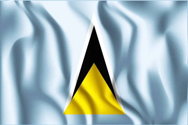 Bandiera di Santa Lucia. Icona rettangolare a forma di icona con effetto ondulato — Vettoriale Stock