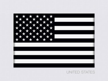 Siyah ve beyaz Amerikan bayrağı. En boy oranı 2-3