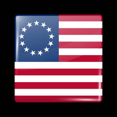Amerikan Betsy Ross bayrağı. Parlak simgesi kare şekli