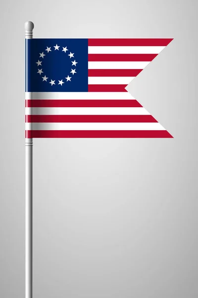 Bendera Amerika Betsy Ross. Bendera Nasional pada Tiang bendera - Stok Vektor