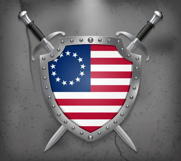Bandera Betsy Ross Americana. Vector Antecedentes medievales — Vector de stock