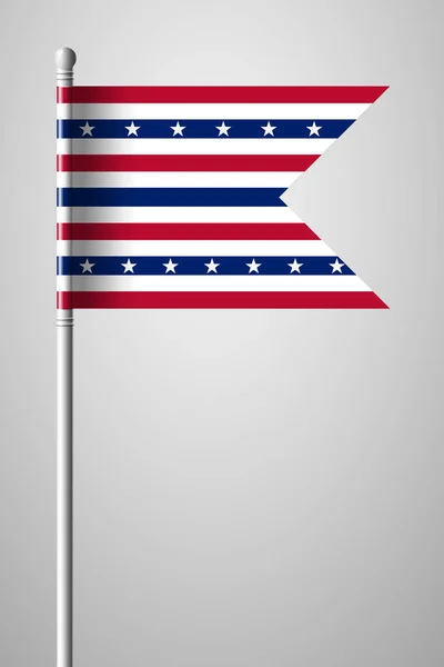 Stars and Stripes vlag. Vlag op vlaggenmast — Stockvector