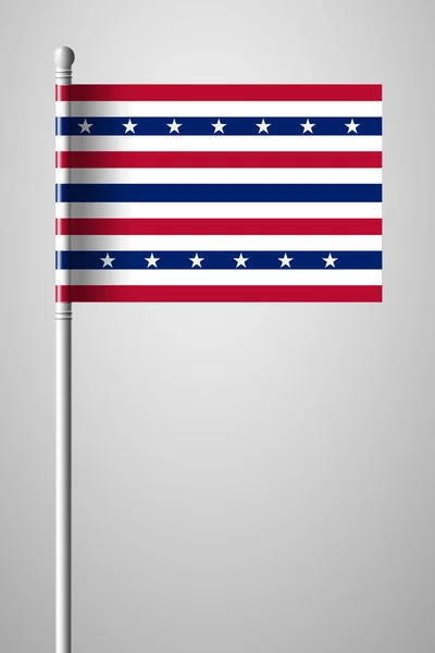 Stars and Stripes vlag. Vlag op vlaggenmast — Stockvector