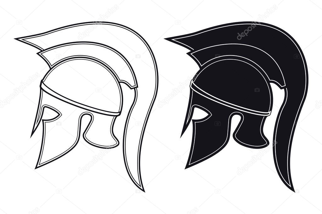 Black and White Vector Illustration of a Side Silhouette on Anci