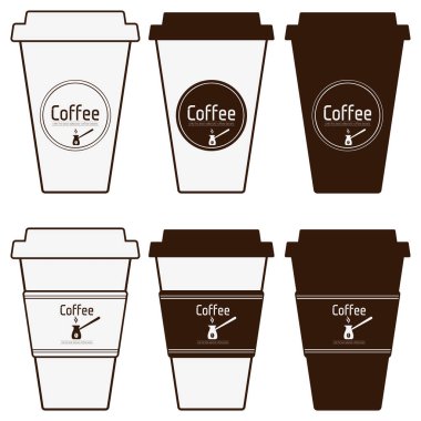 Kahve kağıt bardak ayarlayın. Sadece boş kahve simgesi