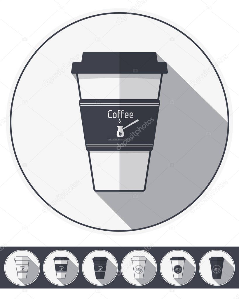 Coffee Paper Cups Set. Coffee To Go Flat Icons