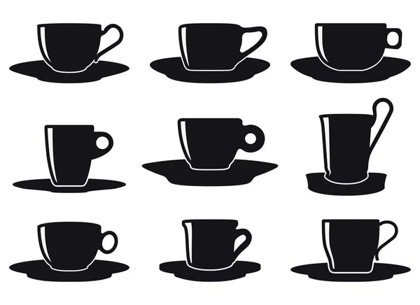 Set taza de café silueta — Vector de stock