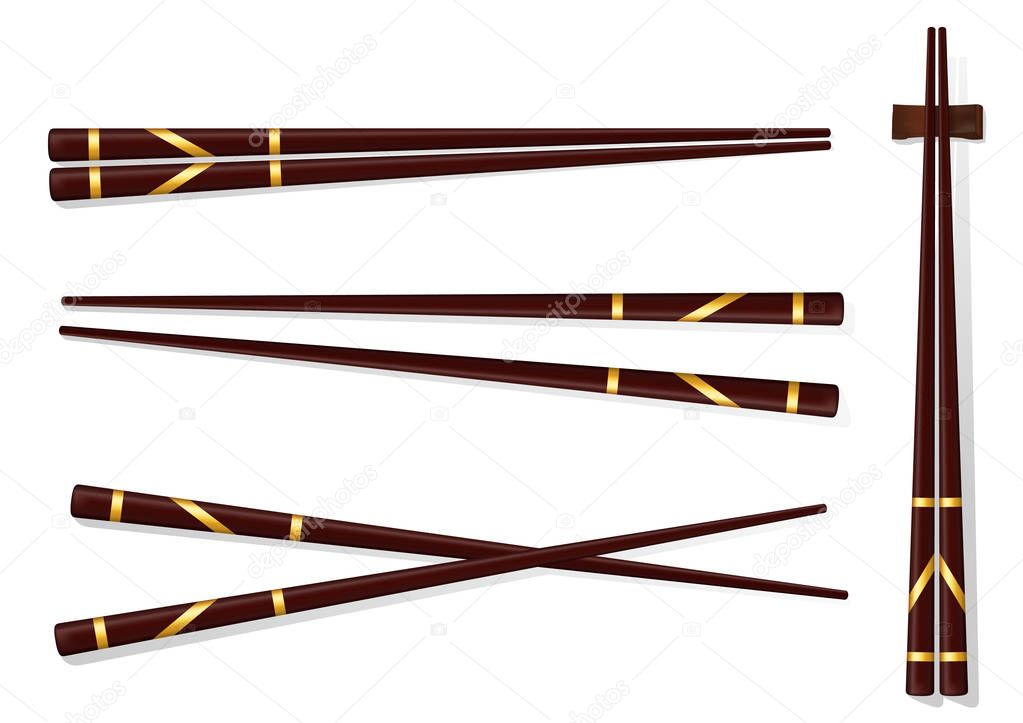 Chopsticks. Set Accessories for Sushi Isolated on White Backgrou