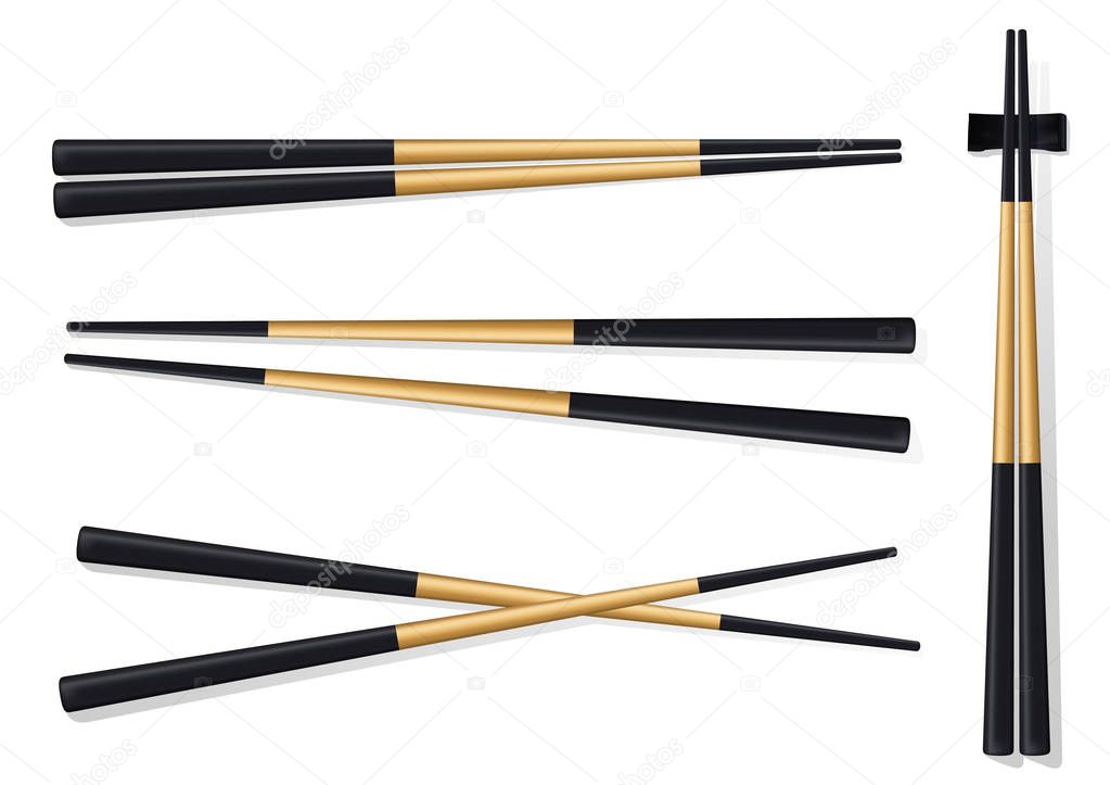 Chopsticks. Set Accessories for Sushi Isolated on White Backgrou