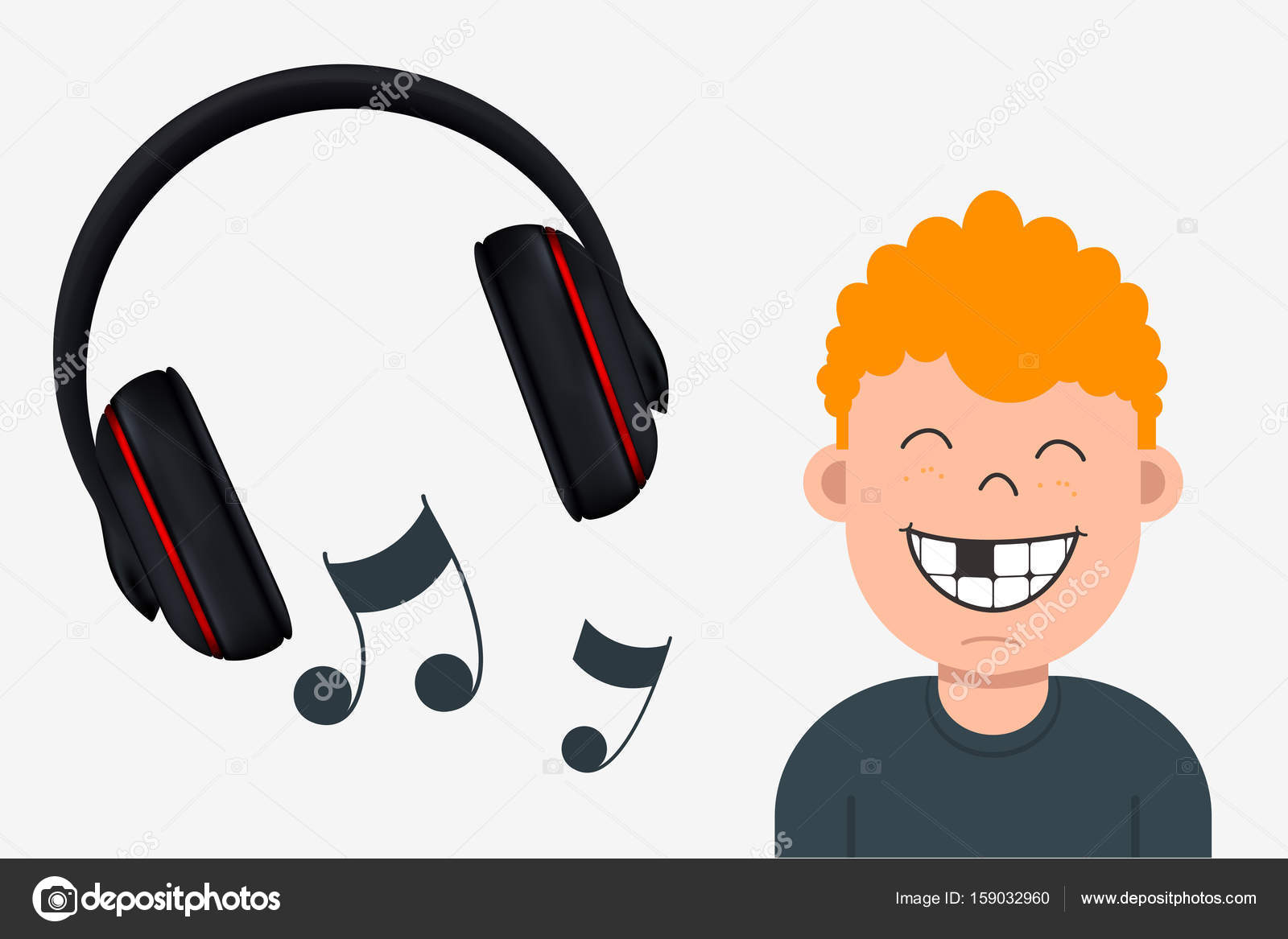 Joyful Boy with Missing Tooth Listening to Music. Headphone and Stock Vector Image by © #159032960 Joyful Boy with Missing Tooth Listening to Music. Headphone and Stock Vector Image by © #159032960