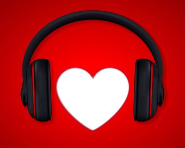 Kulaklık ve kalp. Konsept müzik aşk için