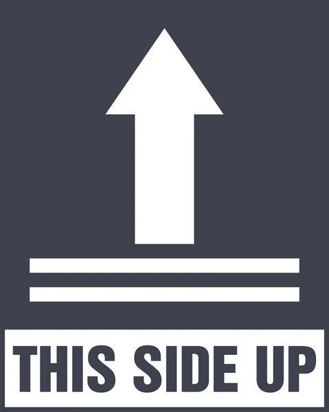 Este icono de Side Up. Por aquí, seña. Símbolo de embalaje — Archivo Imágenes Vectoriales