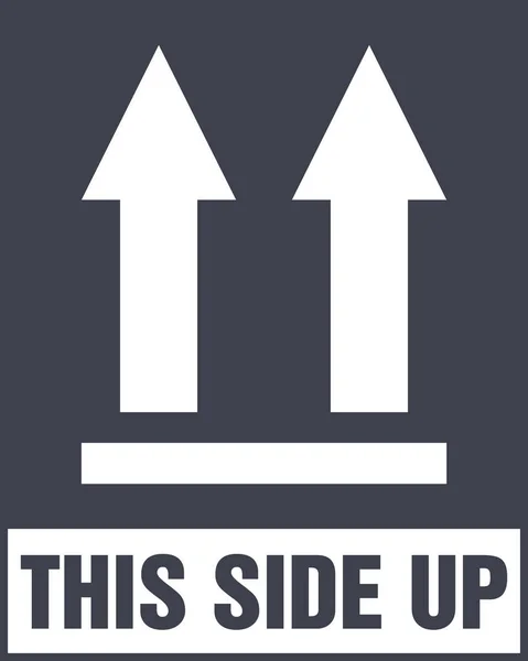 Este icono de Side Up. Por aquí, seña. Símbolo de embalaje — Archivo Imágenes Vectoriales