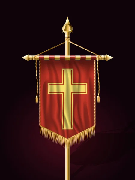 Drapeau vertical de bannière festive avec croix religieuse. Pendentifs muraux — Image vectorielle