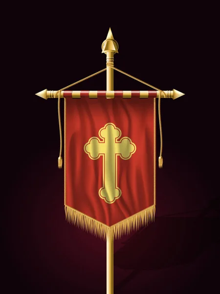 Festbanner senkrecht mit religiösem Kreuz. Wandbehänge — Stockvektor