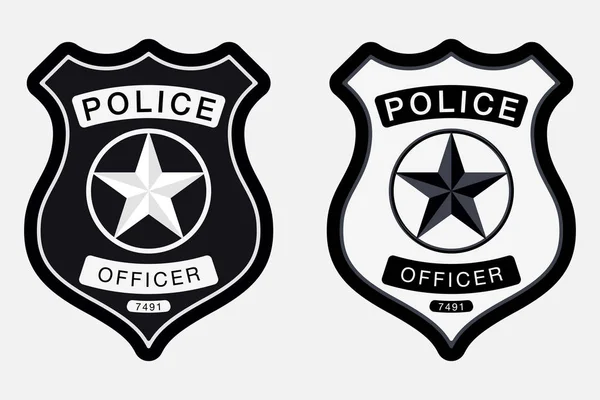 Police Badge Simple Monochrome Sign — Stock Vector