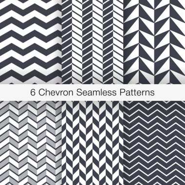 6 Chevron Dikişsiz desen seti. Her desen bir Separa olduğunu