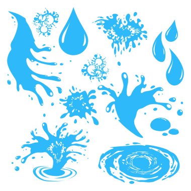 Water Drop Icon Set. Vector Raindrop Silhouette clipart