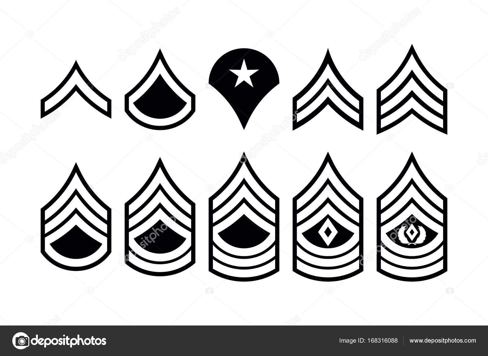 Vectores: insignias militares | Filas militares de franjas y galones