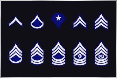 Military Ranks Stripes and Chevrons. Vector Set Army Insignia clipart
