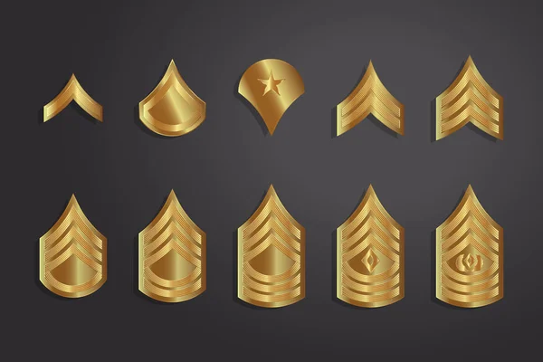 Ranuras Militares Rayas y Chevrons. Set de vectores Insignia del ejército — Vector de stock