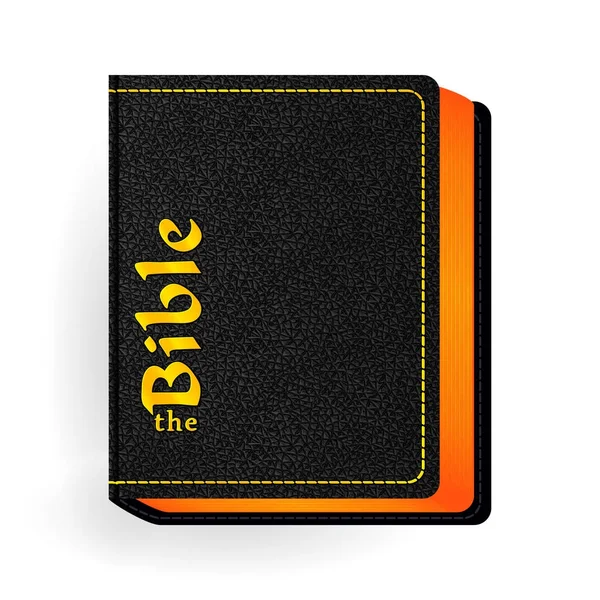 Holy Bible. Vector Vintage Leather Black Book — Stock Vector