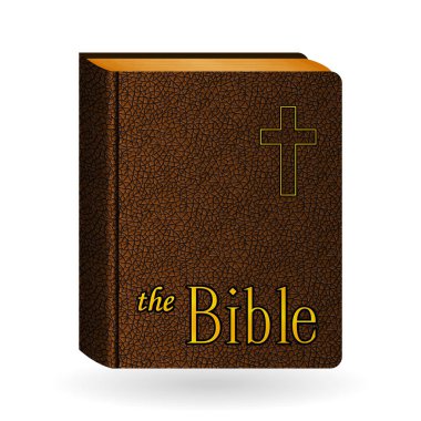 İncil'de. Vektör Vintage deri kahverengi kitap
