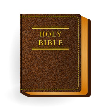 İncil'de. Vektör Vintage deri kahverengi kitap