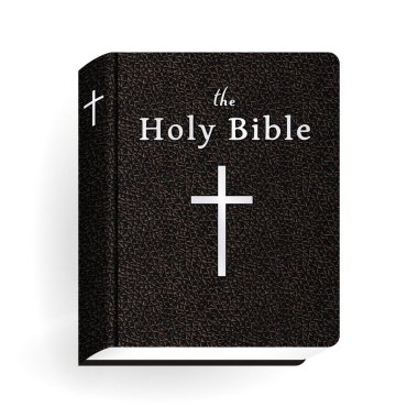 İncil'de. Vektör Vintage deri kahverengi kitap