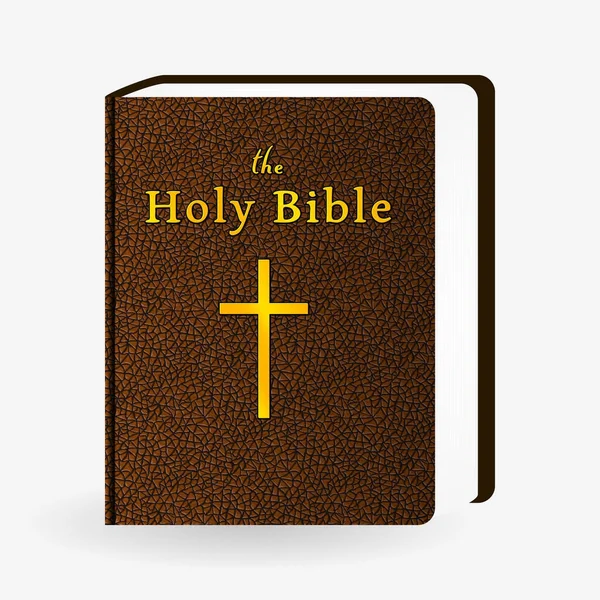 Bíblia Sagrada. Vector Vintage couro marrom livro — Vetor de Stock