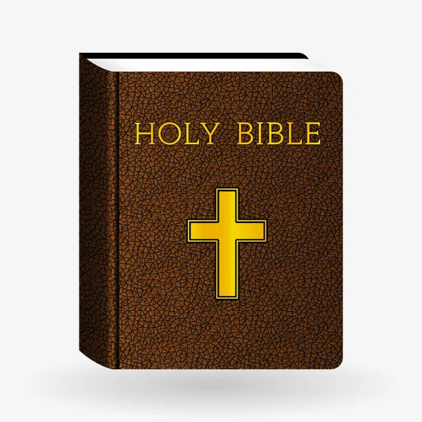 Holy Bible. Vector Vintage Leather Brown Book — Stock Vector