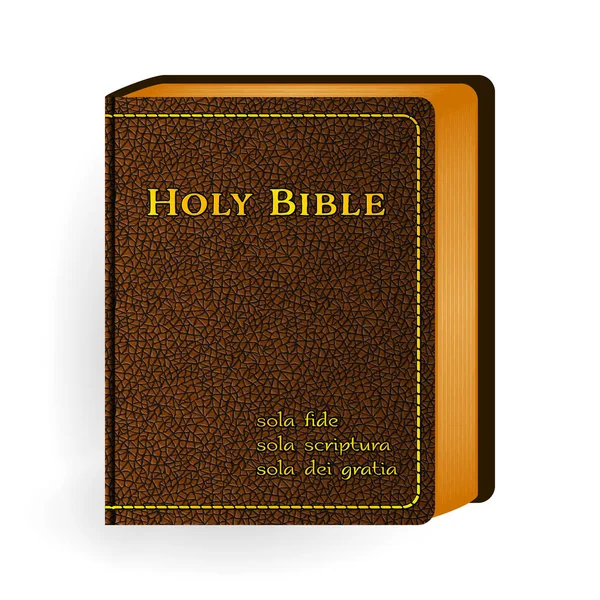 Bible Svatá. Kniha vektorové vinobraní kůže hnědá — Stockový vektor