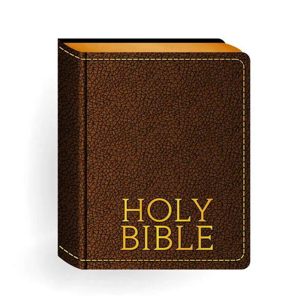 İncil'de. Vektör Vintage deri kahverengi kitap