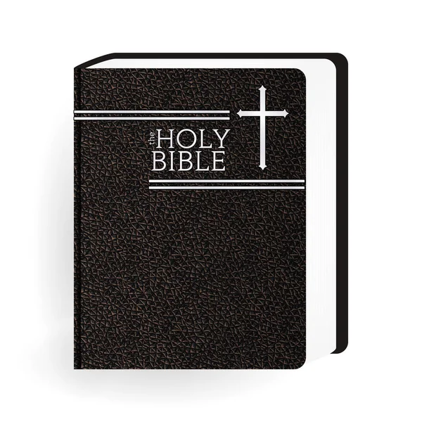 Sacra Bibbia. Vettore Vintage cuoio marrone libro — Vettoriale Stock
