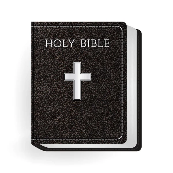 Bíblia Sagrada. Vector Vintage couro marrom livro —  Vetores de Stock