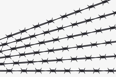 Dikenli tel satırlarının siluet vektör. Türleri ve farklı Vari