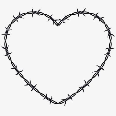 Kalp şeklinde. Dikenli tel vektör silüeti