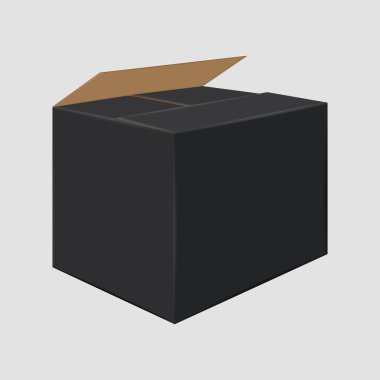 Siyah karton Kapat kutusunu. Yan görünümü. Ambalaj tasarımı