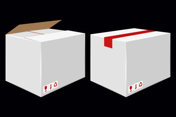 Λευκό στενό κουτί από χαρτόνι. Πλάγια άποψη. Σχεδιασμός συσκευασίας — Διανυσματικό Αρχείο