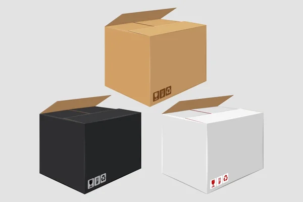 Στενό κουτί από χαρτόνι. Πλάγια άποψη. Σχεδιασμός συσκευασίας — Διανυσματικό Αρχείο