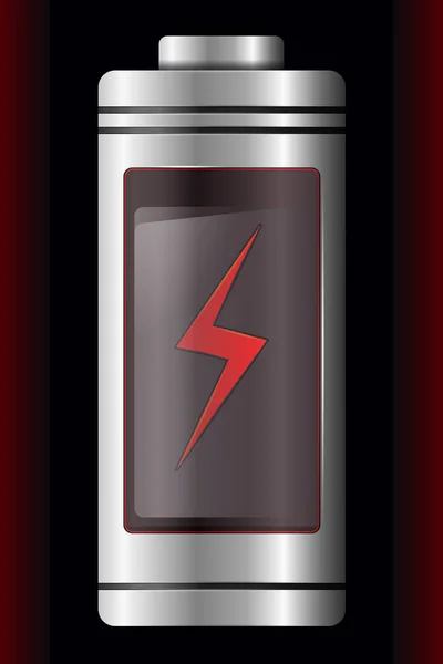 Metall mit Glasbatterie. Rotes Blitzsymbol — Stockvektor
