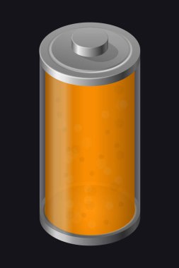 Transparent Glass Battery. Orange Color clipart
