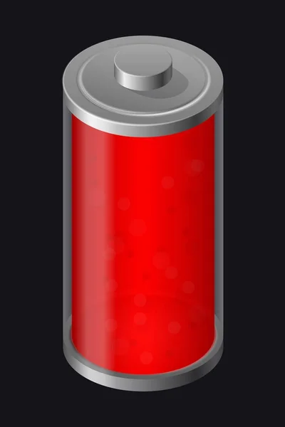 Transparant glas batterij. Rode kleur — Stockvector