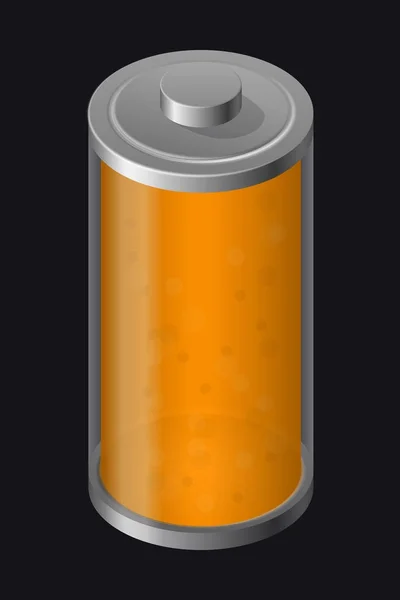 Transparant glas batterij. Oranje kleur — Stockvector