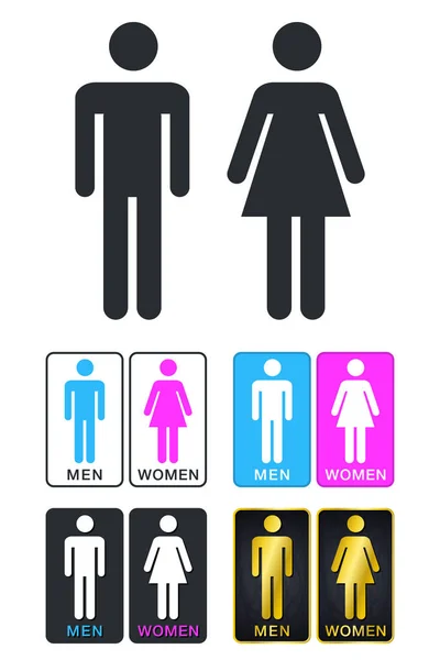 Tuvalet WC işareti. Tuvalet kapı plaka simgeler. Erkekler ve kadınlar Vec — Stok Vektör
