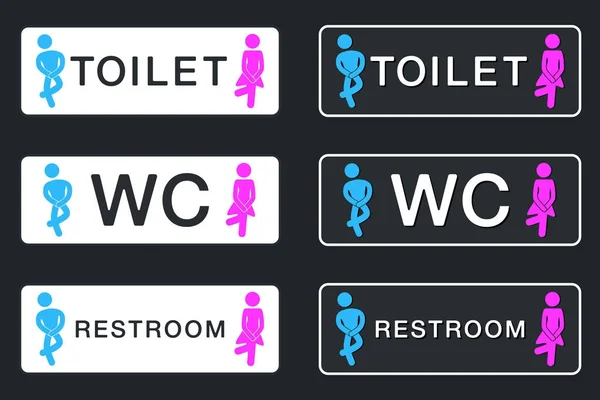 WC sinal para banheiro. Ícones da placa da porta do toalete. Homens e mulheres Vec —  Vetores de Stock