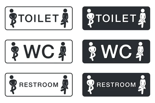 Signe WC pour salle d'eau. Plaque de porte de toilette icônes. Hommes et Femmes Vec — Image vectorielle