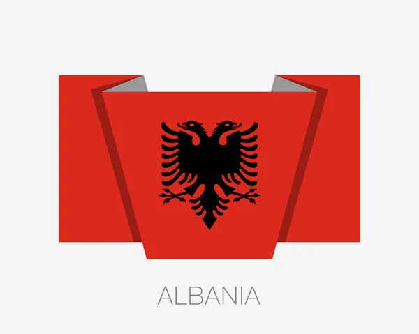 Flag of Albania. Flag of. Flat Icon Waving Flag with Country Nam — Stock Vector